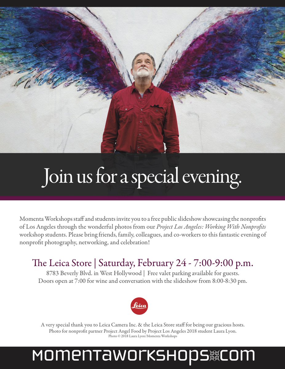 momenta's tweet photo. TOMORROW NIGHT: Join us for the outstanding work of the #ProjectLosAngeles workshop attendees from 7-9 pm at the Leica Store in West Hollywood. Free & open to the public! https://t.co/rWZ29vKNJP