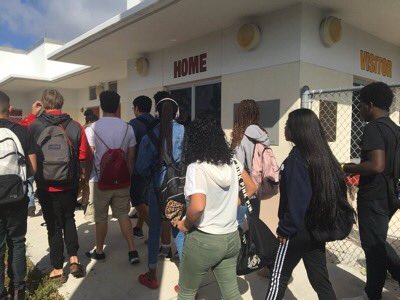 DBHSpathfinder's tweet photo. It’s time for change and the change starts now, as #DBHS students begin their #MSDStrong walk in the #ButlerStadium to show numbers in unity https://t.co/qjizO5qTUi