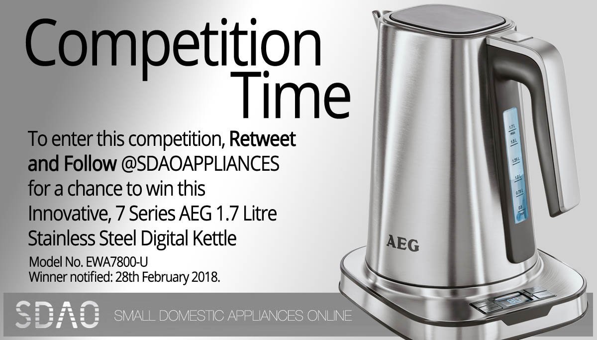 It's #FreebieFriday so why not enter our #Free #Competition #Giveaway to #Win a AEG 1.7 Litre Digital Kettle... Simply #RT & #Follow @SDAOAPPLIANCES.