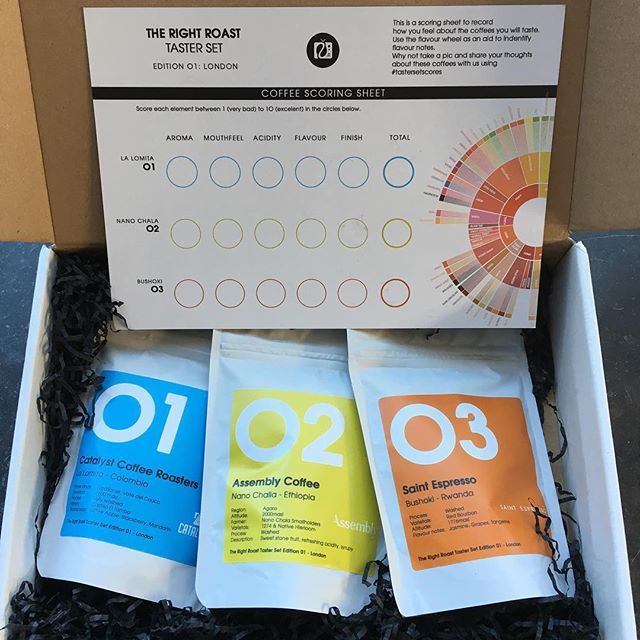 Taste set van <a href="/therightroast/">The observeur</a> is binnen. Lekker, zo net voor het weekend. Dat worden smaakvolle dagen 🤗. Wil jij je smaakskills verbeteren? Doe dan mee met het online smaakprogramma van Koffiesmaak. Start 1 maart a.s.  Link voor meer info in bio ⬆️ ift.tt/2ENh1Xf