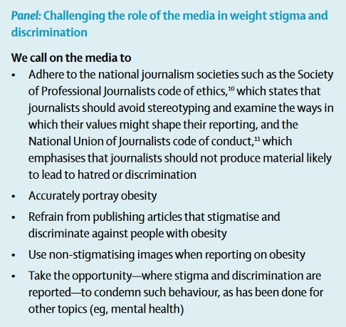 Latest Correspondence- Weight stigma and discrimination: a call to the media bit.ly/2BKdCKm