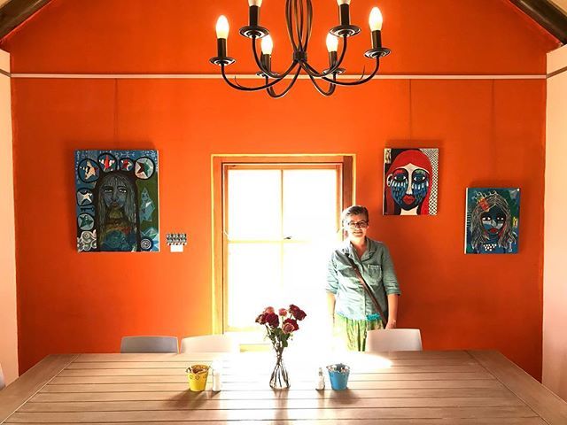 tracyalgar's tweet photo. A selection of my original work is now for sale at @stanfordcoffeecorner 
Isn’t that orange wall delicious?

#visitstanford #contemporaryprimitiveart #primitivesurrealism #mixedmediaart #acrylicpaint #intuitiveart #intuitivepainting #intuitiveartist #ove… https://t.co/iofwTRbG9N https://t.co/82FjaRVZLD