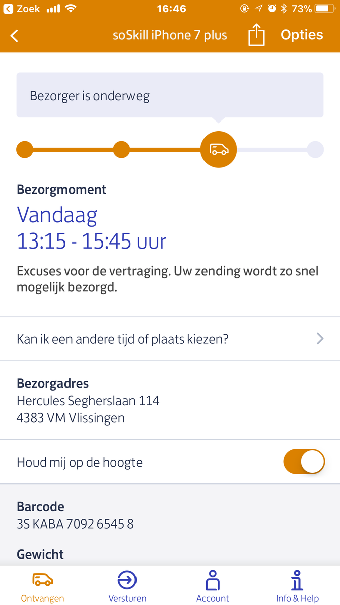 fabian3fm's tweet photo. Meer dan een uur te laat, en dat terwijl de bezorger rond 14:48 twee keer door de straat is gereden. Dat is de schandalige service van @PostNL https://t.co/MOlMYpCj4y