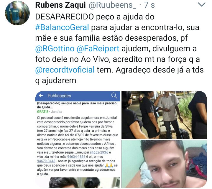 Ruubeens_'s tweet photo. @recordtvoficial DESAPARECIDO peço a ajuda do #BalancoGeral para ajudar a encontra-lo, sua mãe e sua familia estão desesperados, pf @RGottino @FaReipert ajudem, divulguem a foto dele no Ao Vivo, acredito mt na força q a @recordtvoficial tem. Agradeço desde já a tds q ajudarem https://t.co/crRAixzVri