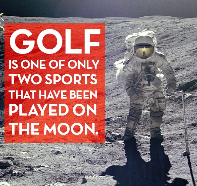 ntdmechanical's tweet photo. #DidYouKnow? Golf is one of only two sports that have been played on the moon. In 1967 Alan Bartlett sent a golf ball flying through the moon's low-gravity atmosphere using a six-iron. #FridayFunday https://t.co/Gjvi9V7KfQ