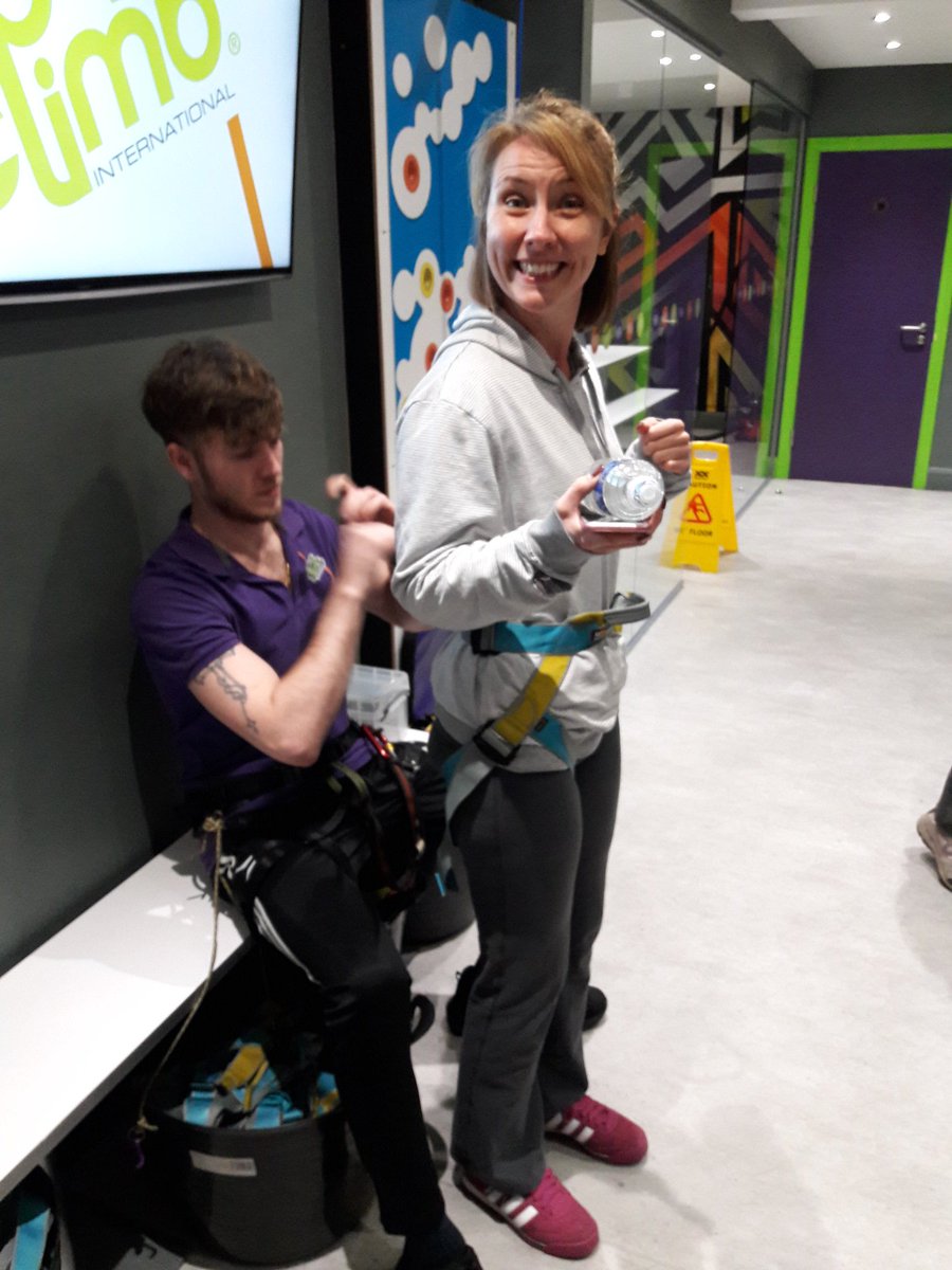 Our vice chair getting prepared to climb. What an awesome evening! Everyone encouraging each other and going out of their comfort zones. Thanks for looking after us so well <a href="/ClipnClimbBPL/">ClipnClimb Blackpool</a> <a href="/LCArea35/">Ladies Circle Area35</a>