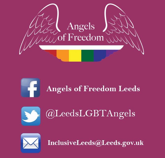 LSFreedomBridge's tweet photo. 🏳️‍🌈 Awe look at our @LeedsLGBTAngels in the shadow of @LSFreedomBridge in @GayLeeds this evening. Don’t forget to say hi to them! 😇 #LeedsFreedomBridge #Leeds #LGBT #gayleeds https://t.co/Loyf2y0zfq