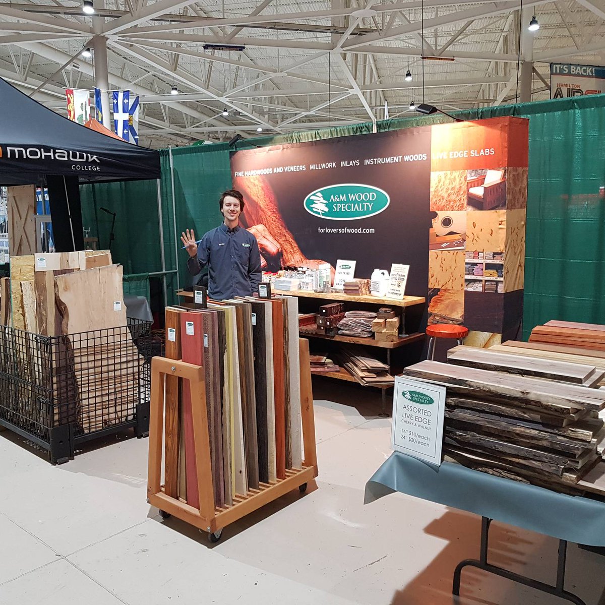 amwoodinc's tweet photo. Be sure to visit us at the Hamilton Woodworking show running through the weekend at the Hamilton Warplane Heritage Museum. #amforloversofwood #woodsource #woodworking #exotics #woodturning #intarsia #thin #westsystem #osmo #tradeshow #epoxy #ecopoxy #deals https://t.co/nfDO5GFt8l