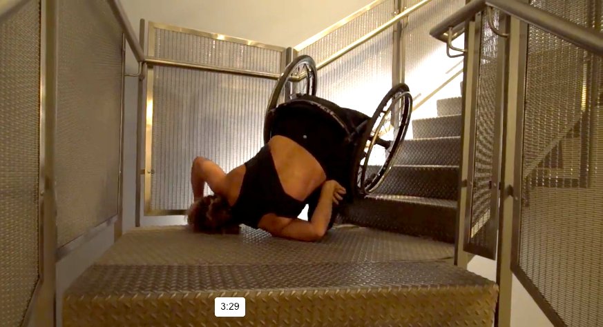 wheelchairdancr's tweet photo. Even as I am preparing for DESCENT by Kinetic Light [NYC Premiere] in March, new work is also being developed. Here is a photo from a recent rehearsal exploration on a metal staircase. #descent #kineticlight #disabilitydance #disabilityarts https://t.co/crgUmYhJZl