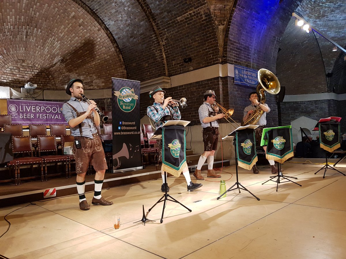 lbfCAMRA's tweet photo. @Brasswurst are now on stage. Lots of beer related songs and audience participation.  They are also on Saturday evening. 🍻 https://t.co/cMtK55wKO2