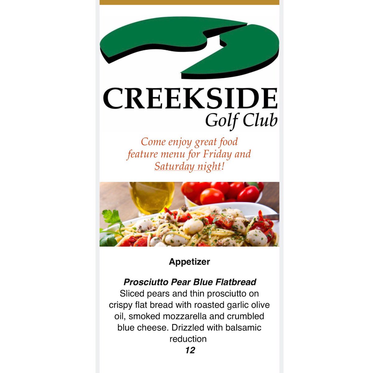 creekside_golf's tweet photo. Creekside has you covered for great food this weekend! Here's our Friday night featured menu and join us Saturday night for our Seafood Extravaganza. Reservations recommended. (503)363-4653, option 1
#golfcreekside #golf #golfcourse #salem #salemoregon #salemor https://t.co/kQ8rHcGp4w