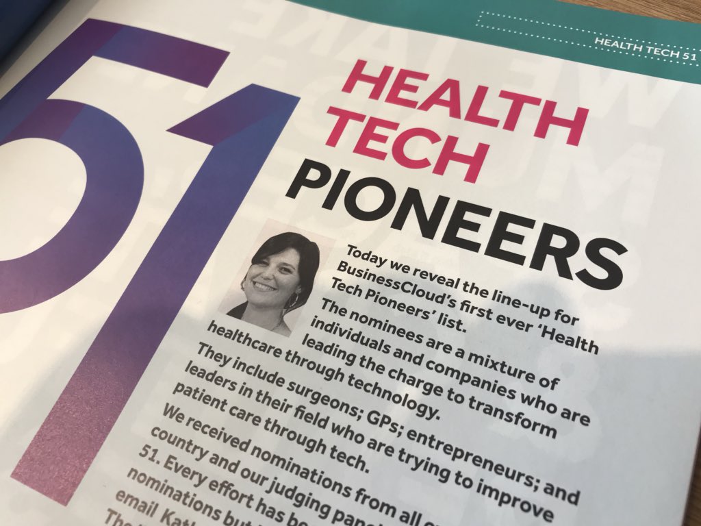 DomCushnan's tweet photo. Really humbled to have opened @BCloudUK magazine today to see my name with the awesome 50 other health tech pioneers #healthtech51 @horizonsnhs https://t.co/L3cYbqAnux
