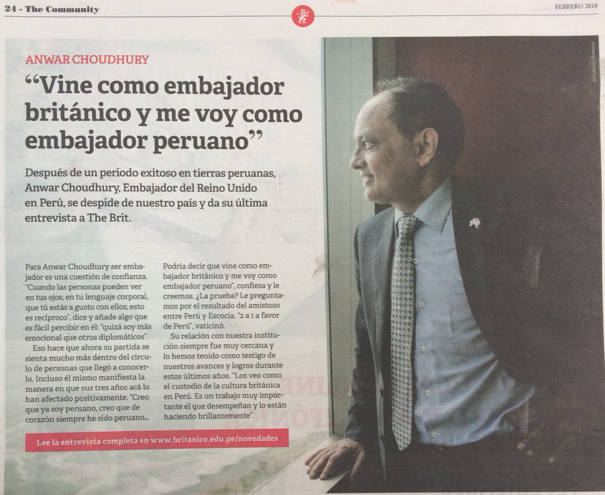 gabrielaae's tweet photo. Ya salio The Brit! periódico de @elbritanico en esta edición encontrarán una entrevista al Embajador Británico quien culminó sus funciones ayer. Gracias @ChoudhuryUK! 
Pueden leer toda la entrevista aqui https://t.co/G4xUn7yYqF https://t.co/EwxAAVC8TJ