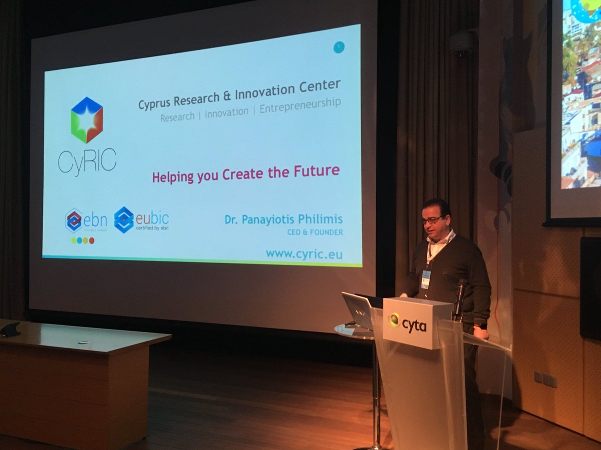 Our CEO Panayiotis Philimis presenting the CyRIC services, products, startups and what we can offer via our @GravityCyprus Incubator, at #CytaSmartcity Crowdhackathon. 
#smartcity #startups #smartcities #hackathon #cyprus #teamCyRIC