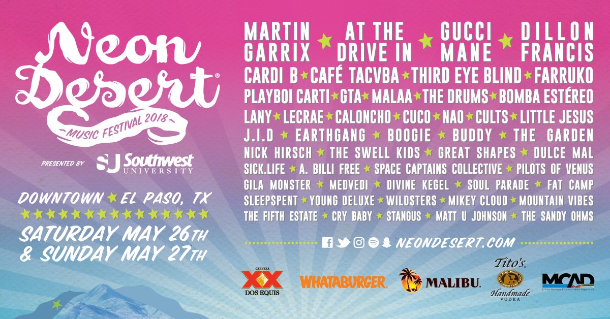 Neon Desert 2018 
🎉 neondesert.com

RT for a chance to be upgraded to VIP *must be following to win*