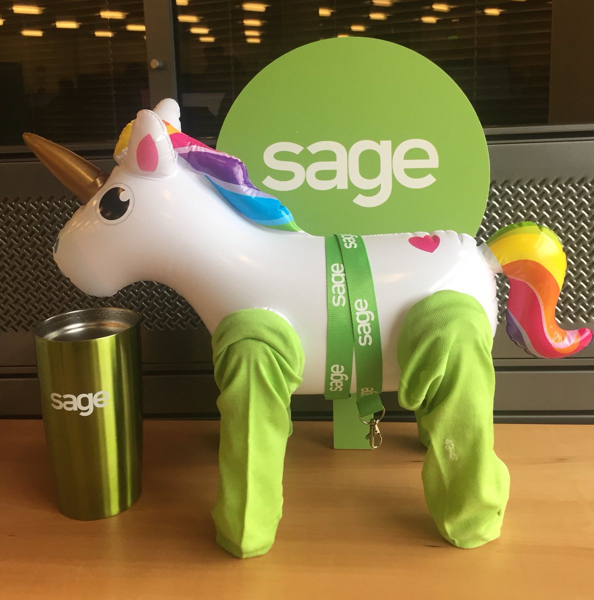 Lauren_wholley's tweet photo. LOVE my new work mascot, he brightens up my day 💚🦄💚🦄💚 #BillytheUnicorn #SoOnBrand #SoOnTrend #lifeatsage https://t.co/UA6YxCJA0T