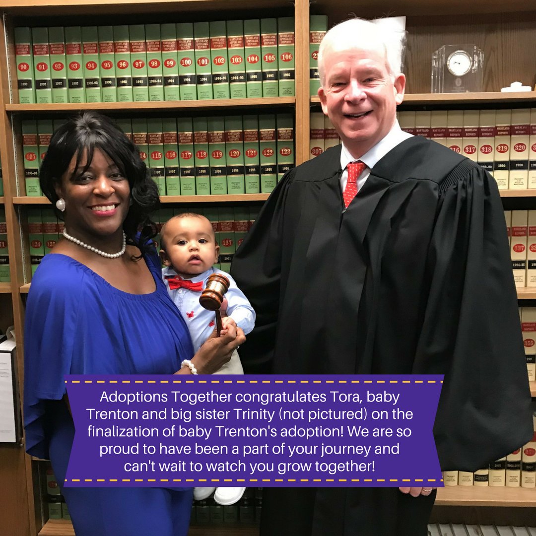 paths4families's tweet photo. #FinalizationFriday post! This picture says it all- the smile on mom Tora's face, the smile on the judge's face, and happy, healthy baby Trenton! And that TINY BOW TIE (with the gavel?!)! We love these posts! Congratulations to Tora and her family! https://t.co/3fJXI5IDih
