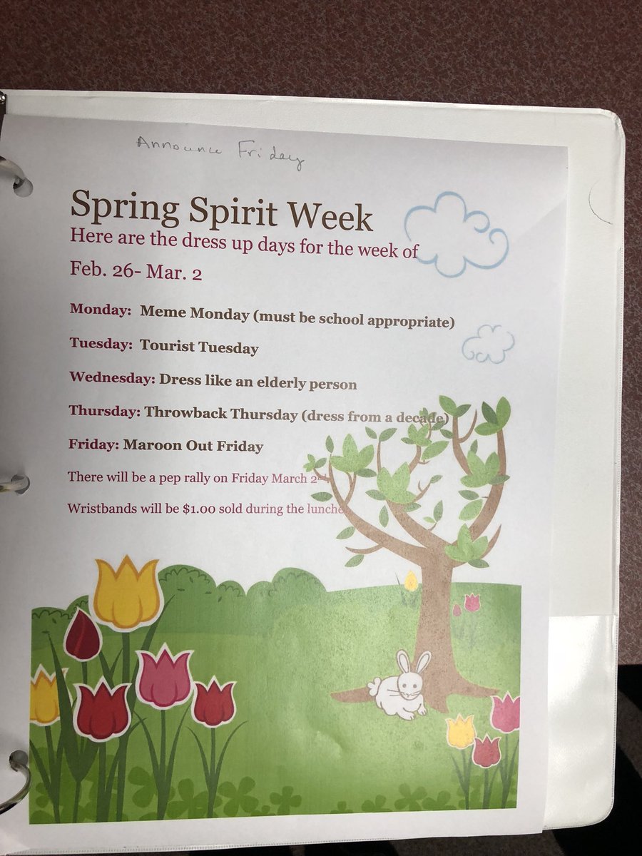 NHSREL's tweet photo. Dress up days for next week! https://t.co/pwhap4ZtWK