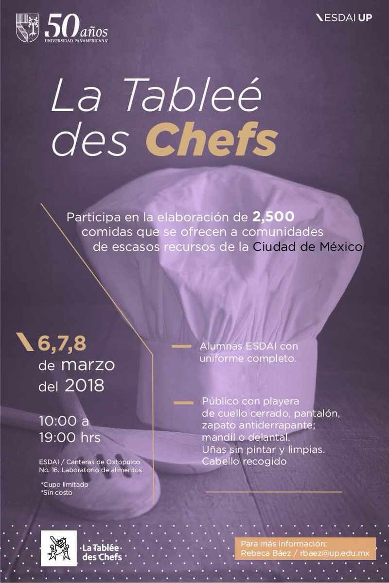 Ayudanos a ayudar, te esperamos el 6,7 y 8 de marzo. <a href="/TableedeChefsMx/">Tablée des Chefs Mx</a>