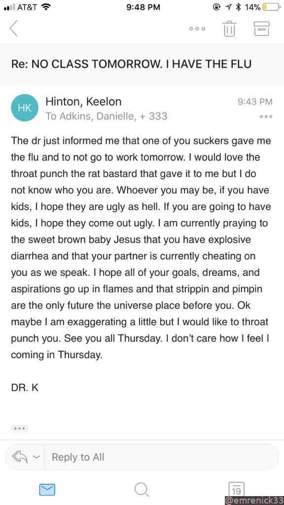 freakingposts's tweet image. High School teachers: “You have to be professional when emailing your professors in college.”
College professors: