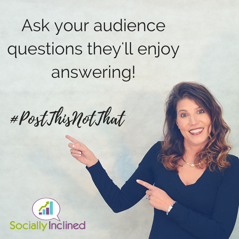 SocIncJulie's tweet photo. So with the recent changes in Facebook's news feed algorithm, it might not be a good idea to ask for engagement directly anymore... BUT... good questions are still likely to help you get your profile on more newsfeeds! 

So today's final #PostThisNotThat post is to ask your a ... https://t.co/hvpnSfp3ZV