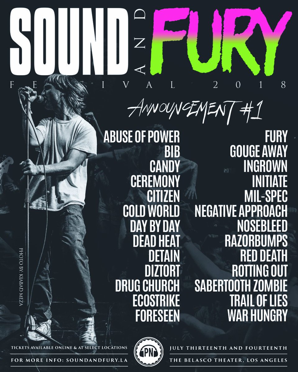 sound_and_fury's tweet photo. ANNOUNCEMENT 1

ABUSE OF POWER
BIB
CANDY
CEREMONY
CITIZEN
COLD WORLD
DAY BY DAY
DEAD HEAT
DETAIN
DIZTORT
DRUG CHURCH
ECOSTRIKE
FORESEEN
FURY
GOUGE AWAY
INGROWN
INITIATE
MIL-SPEC
NEGATIVE APPROACH
NOSEBLEED
RAZORBUMPS
RED DEATH
ROTTING OUT
SABERTOOTHZOMBIE
TRAIL OF LIES
WAR HUNGRY https://t.co/HD7WL9fITk