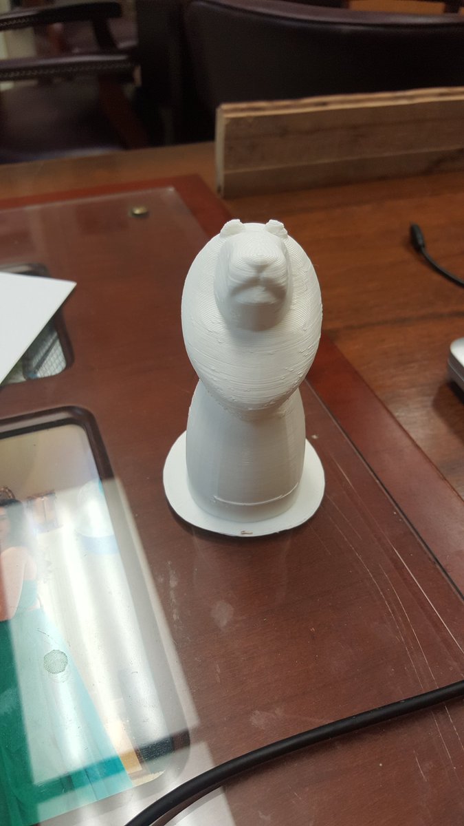delmendorf's tweet image. Our first item printed on our new MakerStudio 3D printer.  #CMSmakes