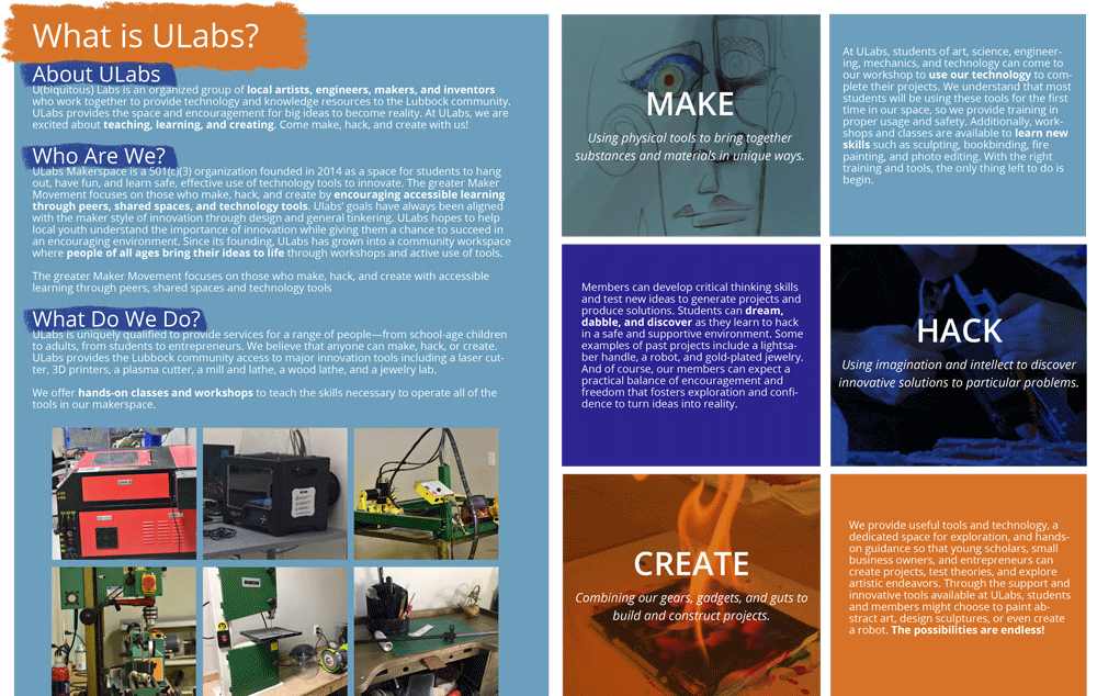 UlabsTx's tweet photo. What is a Makerspace? Stop on by, shoot us a message or give us a call and we can tell you all about it! #Ulabs #Makerspace #tinkerer #hacker #craftsman #artisan #ImAMaker #Lubbock #Texas https://t.co/AG6ivEGhej