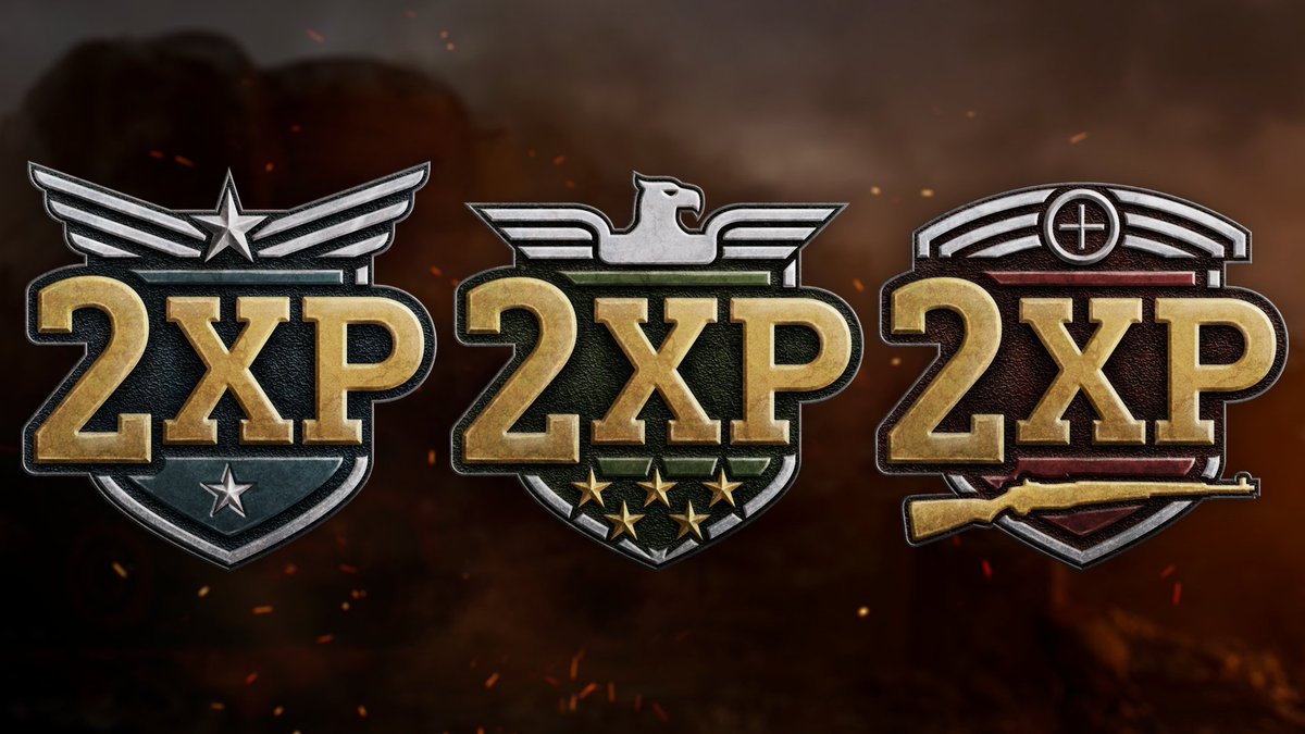 Is it time for a #CODWWII Playlist Update? Sure is! Triple Double coming at you this weekend:

#2XP, #2DivisionXP, #2WeaponXP

Enjoy now until Monday, February 26th at 10AM PT!