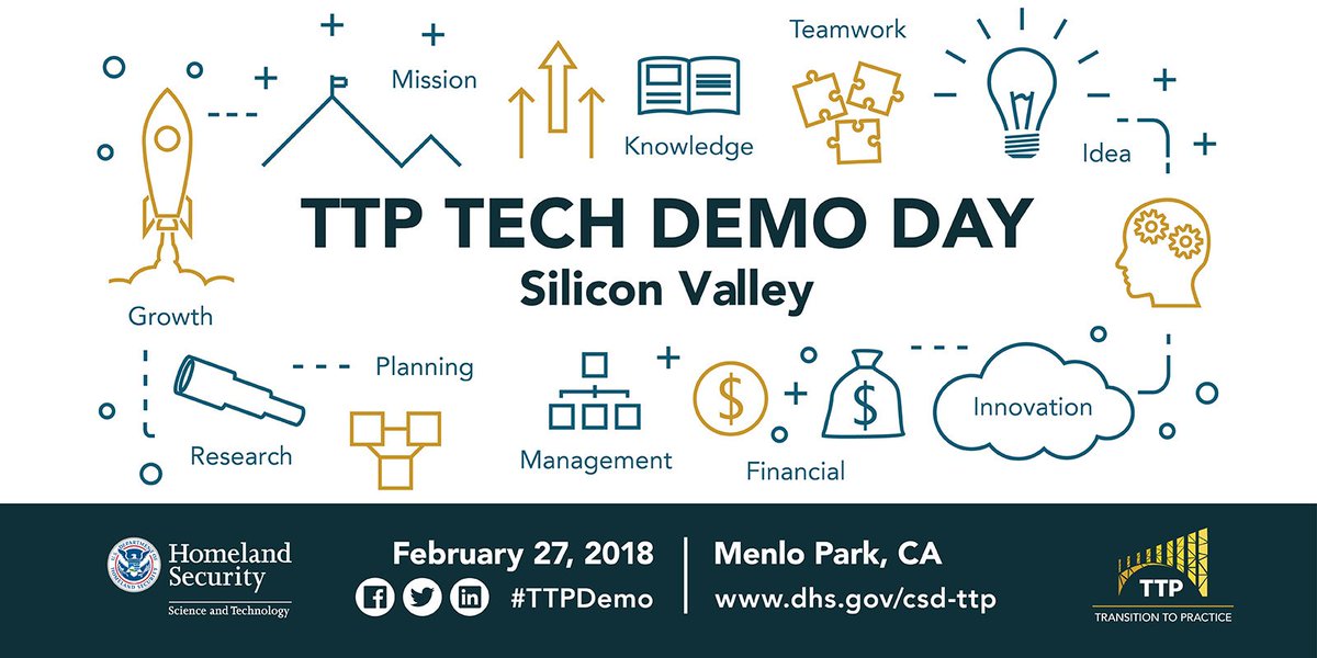 dhsscitech's tweet photo. Improve your organization's #security posture! February 27, join S&T's Transition to Practice program at the #TTPDemo for Silicon Valley. We will demo 8 #cyber tech ready to improve your security. Register: https://t.co/iDSx50ivlo https://t.co/XIgL354tzR