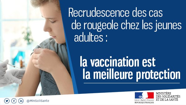 [#Rougeole] La rougeole :
❌ n’est pas une maladie banale
❌ ne concerne pas que les enfants

✔ La #vaccination protège dans près de 100% des cas après 2 doses de vaccin. 
↪ En savoir plus : ow.ly/XtO630ilSFY