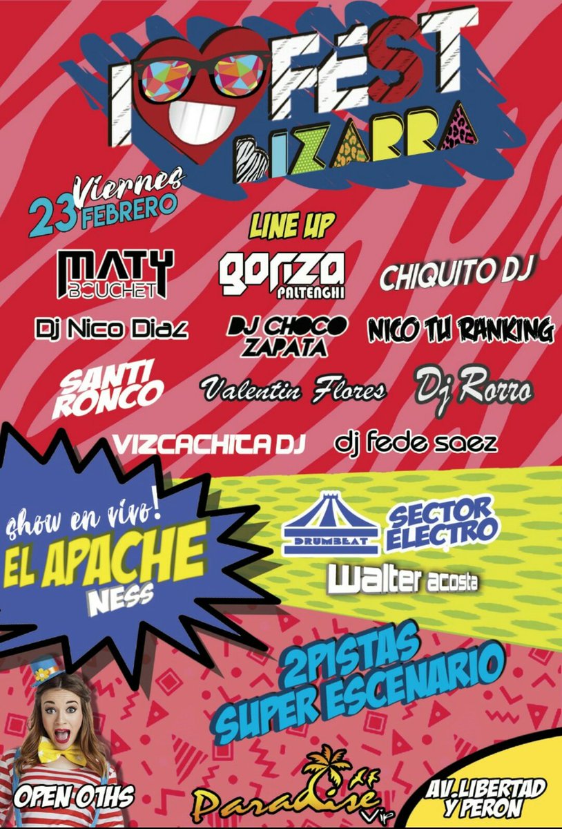 MatyBouchet's tweet photo. Por fin llego el dรญa ๐๐ hoy nos volvemos a encontrar en una ediciรณn mas de iโคFest amigos!!! A preparar la ropa bizarra porque hay muchos regalos ๐๐ฃ๐ฅ๐
Aca les dejo el Line Up de los Djs invitados!!! ๐ฑ๐ #EncuentroDeDjs + #ShowEnVivo Nos vemos esta nocheee! ๐๐ https://t.co/XVL8c7S4el