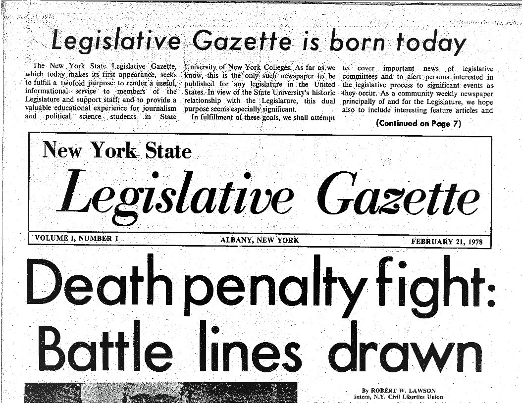 NewPaltzAlumni's tweet photo. The @AlbanyLG turned 40 years old on Wednesday. Were you a Legislative Gazette Intern? Share your story with James Gormley at editor@legislativegazette.com. They'll be publishing stories and reflections all year long. https://t.co/2wSs9xVtOH #LG40 https://t.co/M5Ue61mvAa