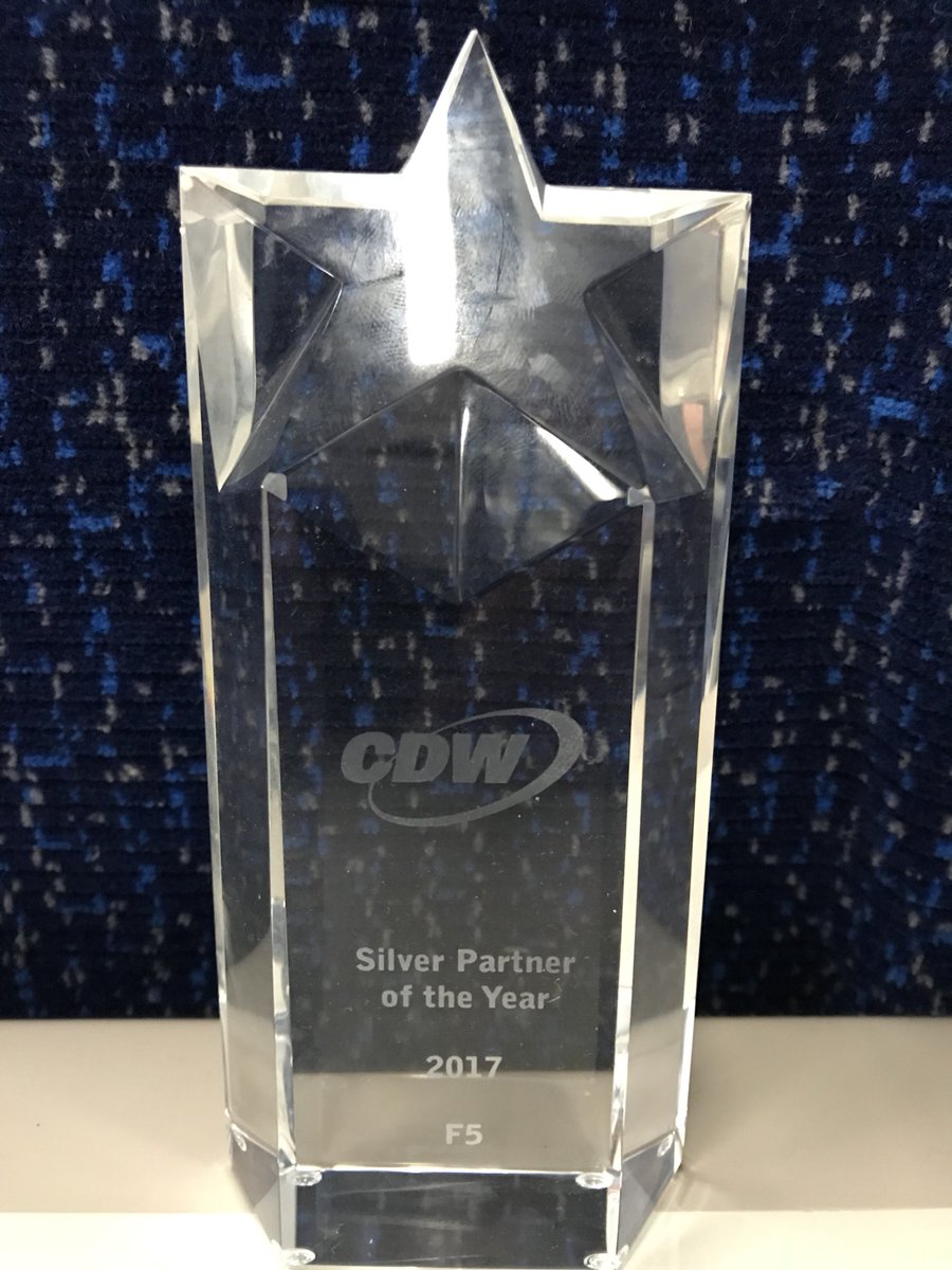NeillBurton's tweet photo. Super proud to pick up this award at the @CDW_UK kickoff! Only 24 hours after announcing them as F5’s UKI Partner of the Year! Jointly fighting cyber crime! #PerfectPartnering @F5NetworksEMEA https://t.co/aTOEMEAkvY