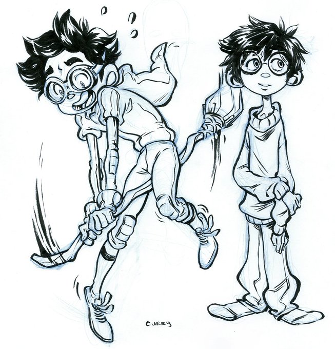 Lookin' back at some old HP drawings this morning. I still like these~ It would be really fun to redraw / color the flying car one sometime. 