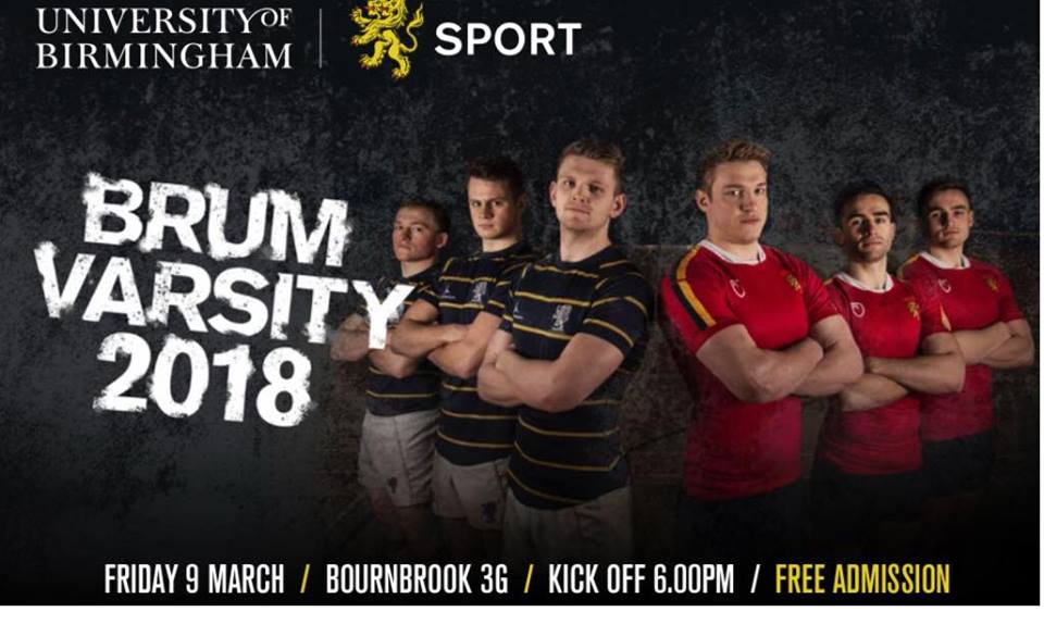 **BRUM VARSITY**
Friday 9th March - K.O 6PM.
Bournbrook 4G.
Come down to watch us take on <a href="/UBRFC/">UBRFC</a> in the GallowGlass Shield, it promises to be an exciting occasion!