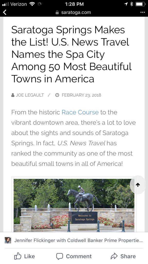 Saratoga made the list for top 50 most beautiful US cities! Buy now before prices increase and inventory is lower ! Call me to discuss your options! 518-290-4097 #Saratoga #SaratogaSprings #realestateinvesting #REALTOR #buyingahome