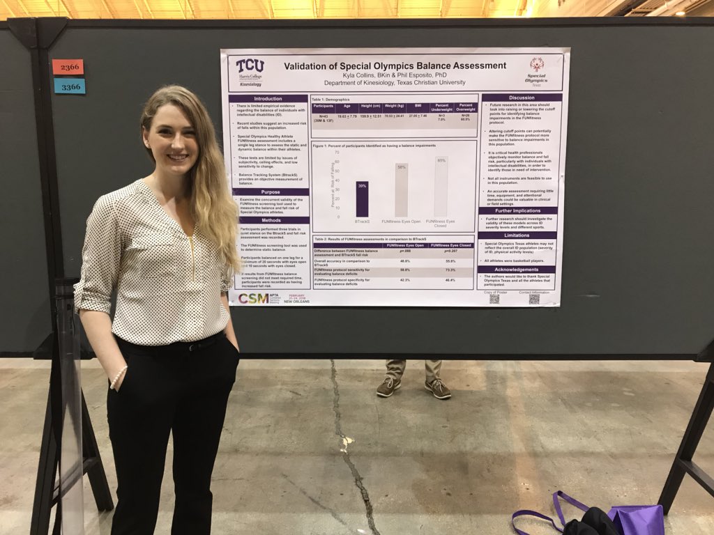 <a href="/TCUKinesiology/">TCUKinesiology</a> (@KylaJCollins, @ekmdecker) presenting research with <a href="/BalanceTracking/">BTrackS</a> <a href="/APTAcsm/">#APTACSM</a> #aptacsm2018.