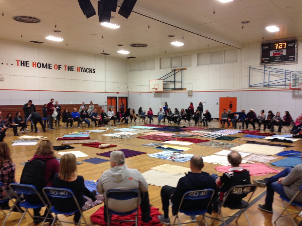 SD40ProD's tweet image. Impactful learning through the Blanket exercise with @bradleyrbaker and @NWSSHyacks staff. #goforwardwithcourage #sd40learns