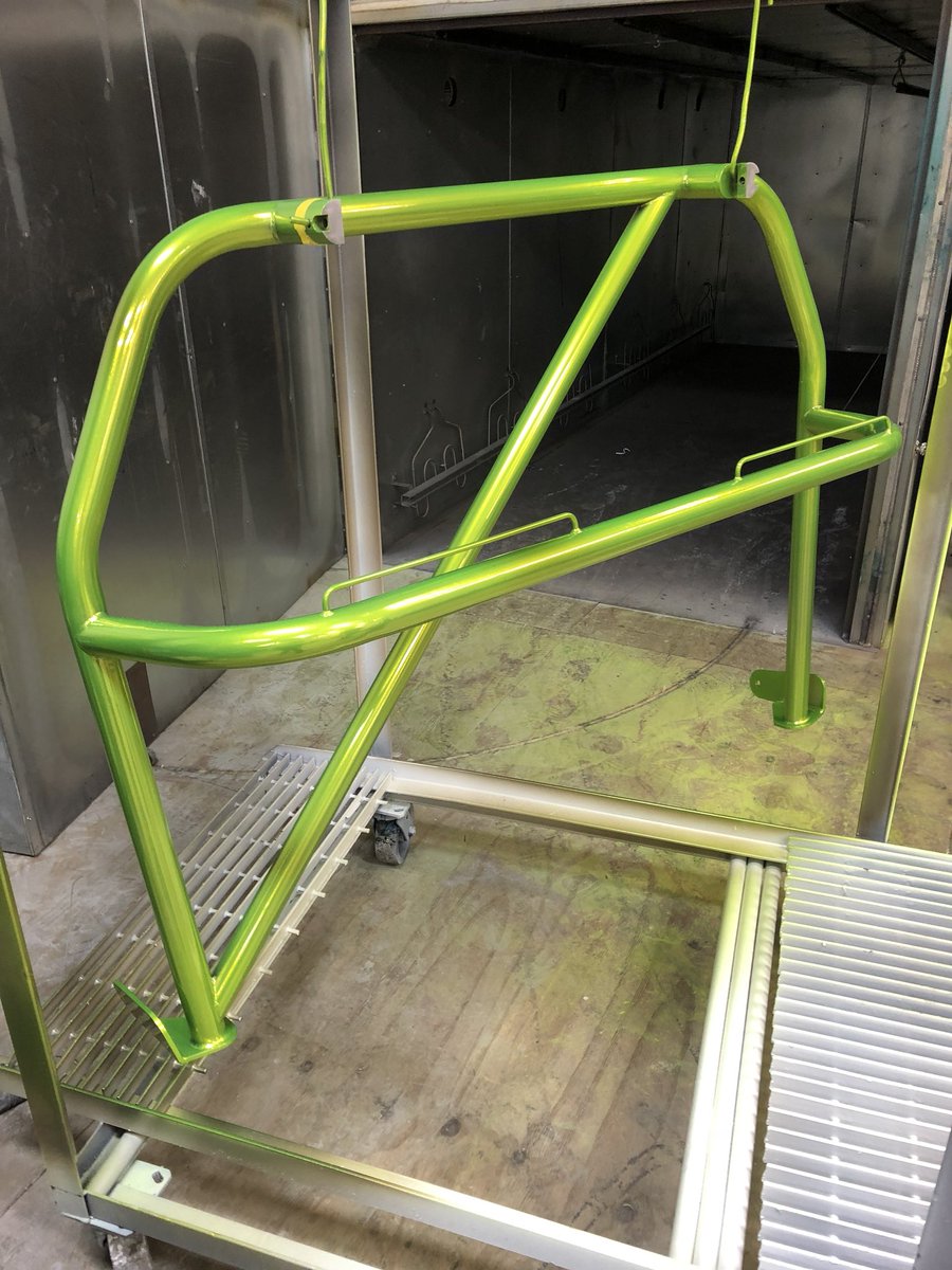 GothamCCoatings's tweet photo. Finished up this job today! Next week I’ll post some process photos of this piece #shockeryellow over #superchrome on a #rollcage #powdercoating https://t.co/RqGB1sv5jV