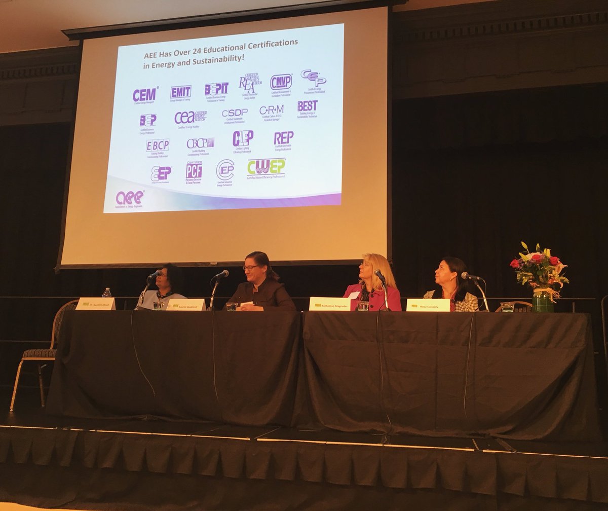 SustainableUMD's tweet photo. Energy and Sustainability Extravaganza presents the Council of Women in Energy and Environmental Leadership panel - Laurie Vaudreuil of Mosiac Power, Katherine Magruder of the Maryland Green Energy Center, and Rosa Cassidy of Lockheed Martin. #LEUMDX #LECURRENTS #SustainableUMD https://t.co/til6AkTmiD