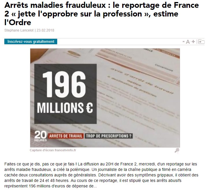 ordre_medecins's tweet photo. Reportage sur les arrêts maladie : le CNOM va bien saisir la rédaction @20hFrance2, sur la méthode et sur le fond, comme indiqué par son représentant Jean-Marie Faroudja @LeGene_hebdo https://t.co/5vY2ctiQH9 https://t.co/QAiOhh0xMW