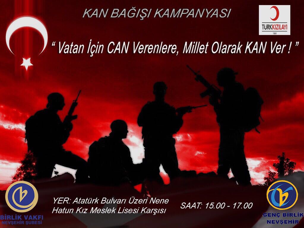Birlik Vakfı Nevşehir Şubemizin öncülüğünde başlatılan Kan Bağışı Kampanyamıza tüm hemşehrilerimiz davetlidir.<a href="/kulmustafa77_ac/">Mustafa Açıkgöz</a>