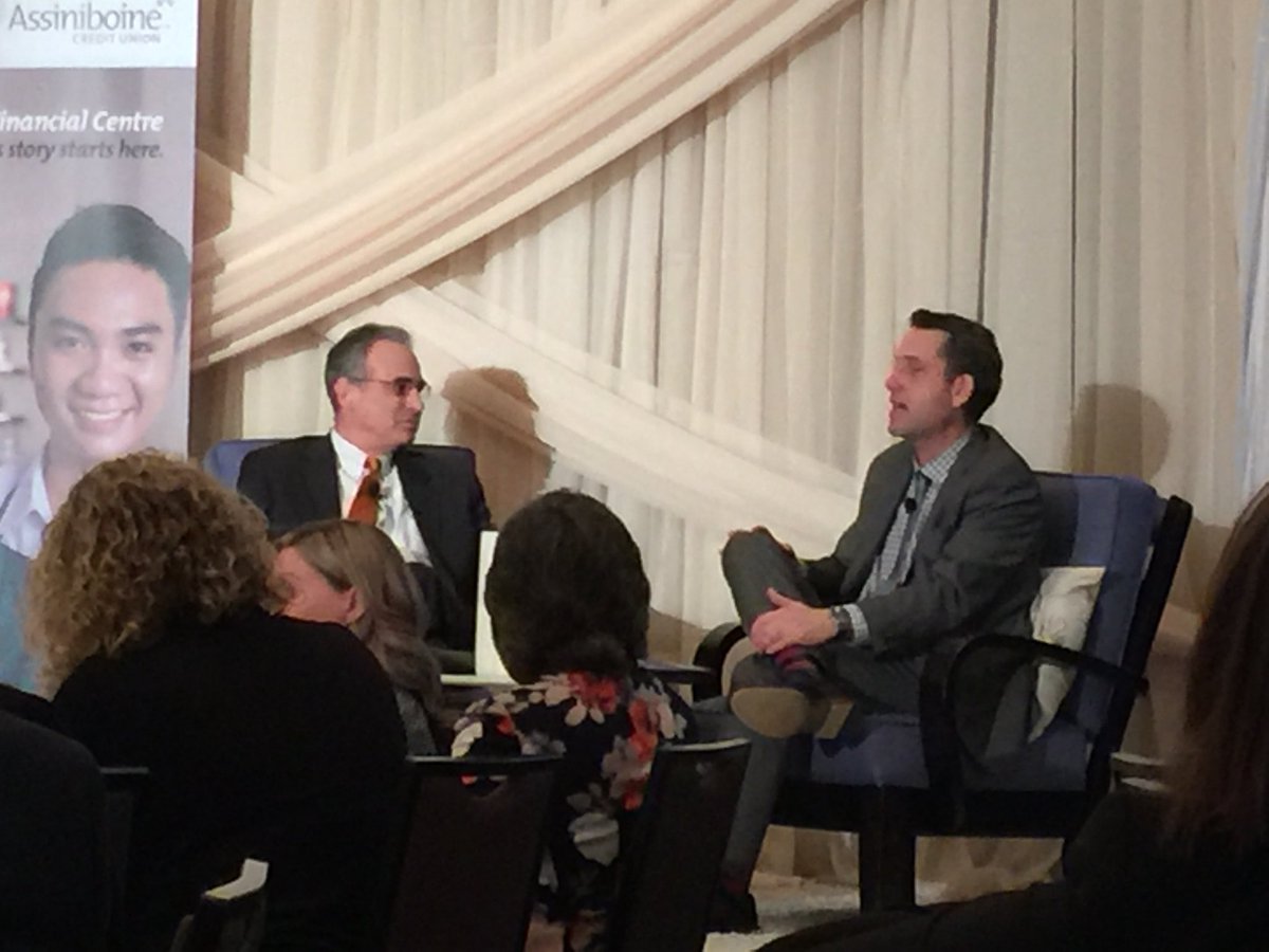 AnoMagnifico's tweet photo. #MichaelHSchuman @TheWpgChamber speaks @LorenRemillard to think about #buyinglocal #buildinglocaleconomy #greatconversation https://t.co/qORfgW3POC