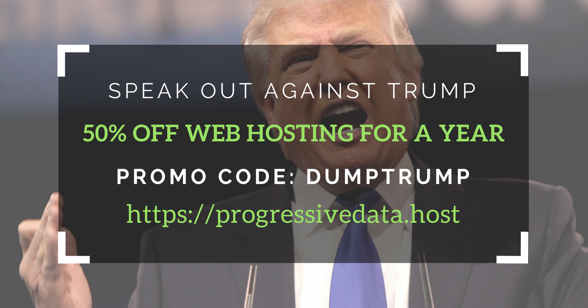 dataforprogress's tweet image. Speak out against the #Trump agenda! We're offering 50% off all #hosting plans for one year with promo code: DUMPTRUMP progressivedata.host
