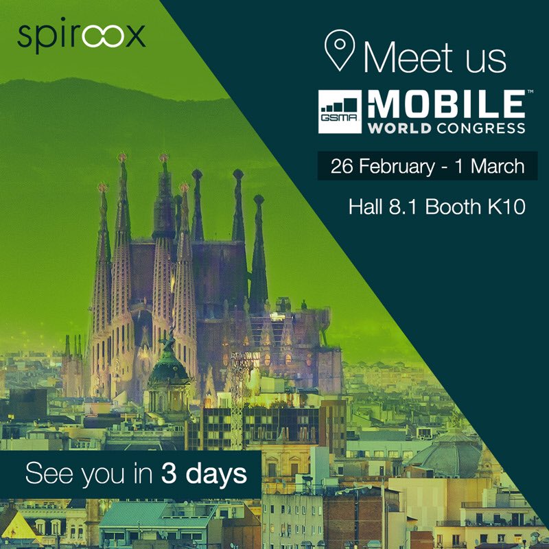 Spiroox's tweet photo. Attending #MWC2018 at Barcelona? Spiroox Team is ready to meet you all! Come and visit us at Booth K10! https://t.co/mFaFmvCgfJ