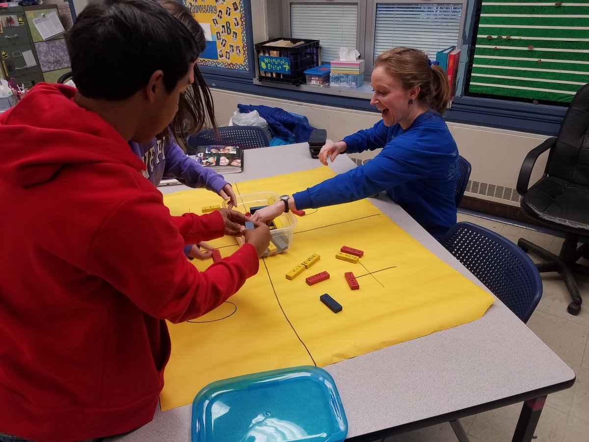 Mrs_Masur's tweet photo. What do you do when 1 team is short a person? Call in @WonderWhitman of course! #slopesort #jengaintheclassroom #collsedu #ihaveawesomefriends https://t.co/ytR4bRYQKB