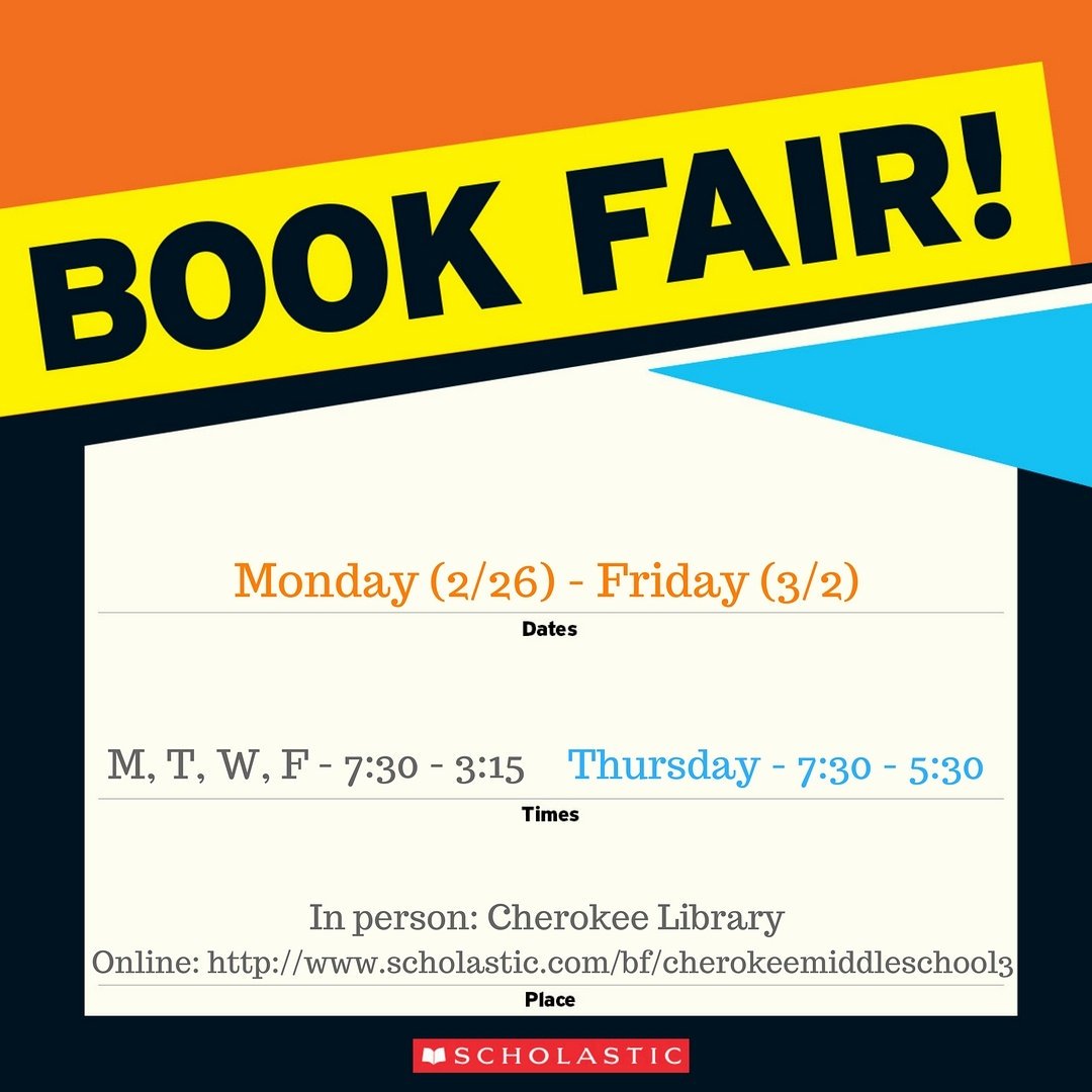 CherokeeMSLib's tweet photo. The book fair is next week!! Come see us! https://t.co/bzMgqZyShQ