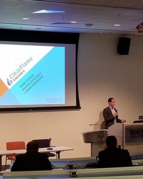 GamicEvent's tweet photo. A semi-finalist that presented was Bernard Johnson from @ClearFlameEng. #Walshcollege #Troy #Michigan #GAMIC2018 #DetroitSF https://t.co/uZKZk2pUjh