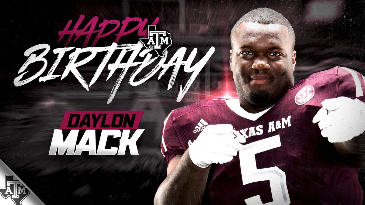 AggieFBLife (@aggiefblife) on Twitter photo #12thMan, join us in wishing Daylon Mack a Happy Birthday!
Happy Birthday, <a href="/DaylonMack/">Daylon Mack</a>! #12thMan, join us in wishing Daylon Mack a Happy Birthday!
Happy Birthday, <a href="/DaylonMack/">Daylon Mack</a>!